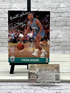 "MUGGSY" BOGUES SIGNED 1990-91 NBA HOOPS ACTION PHOTO 8X10 CHARLOTTE HORNETS - Picture 1 of 4