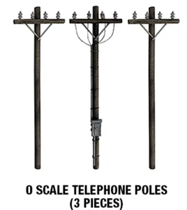 O SCALE TELEPHONE POLES 3 PACK PRE-BUILT! O GAUGE TRAIN LAYOUT ROAD ACCESSORY - Picture 1 of 1
