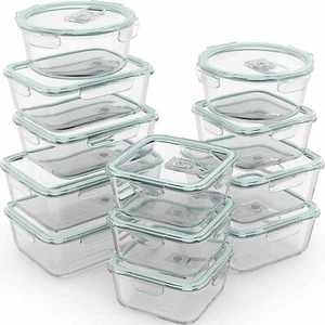 Razab Glass Food Storage Containers with Airtight Lids Microwave Safe, Set of 24