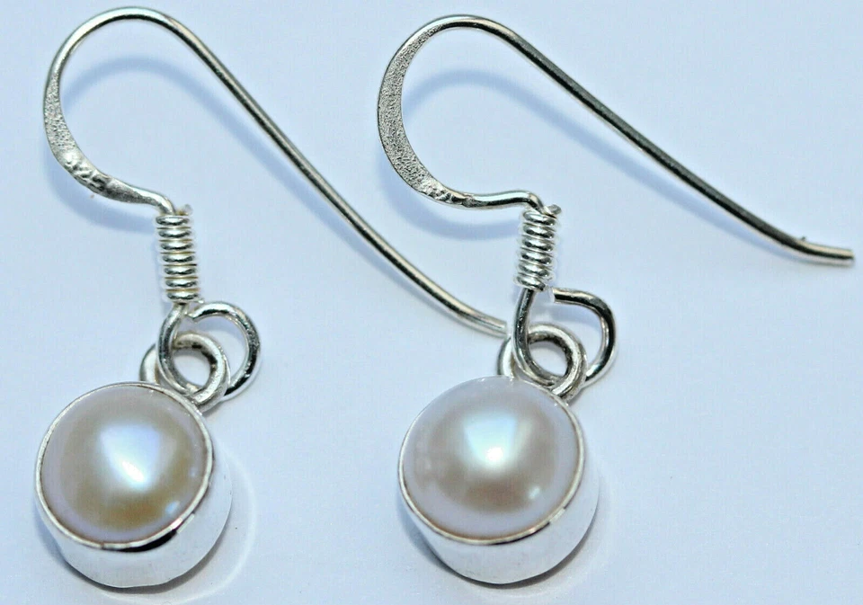 Perla Orecchini Pendenti 925 Argento Accessorio di Pietre Regalo Donna Vero - Immagine 1 di 1