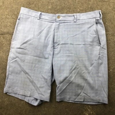 Pantalones Cortos Walter Hagen Hombre 38 Azul Pata de Gallo Frente Plano Antideslizante 10" Entrepierna Foto 1 de 4