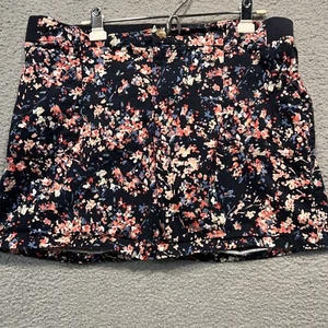 Lee Riders Chino Shorts Women's Size 18 M 6” Midrise Elastic Back Navy Floral - Picture 1 of 5