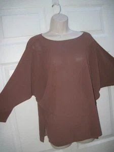 CAMPUS CASUALS Women's Vintage Brown Top with Butterfly Sleeves New - Picture 1 of 5