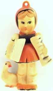Vintage Hummel-like Kurt S Adler Christmas Ornament Girl & Goose Delivering News - Picture 1 of 8