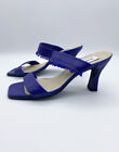 Vintage 90s Slide Heels Sandals Purple Beaded Leather 6 39 Square Shoes