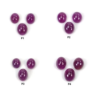 100% Natural Purple Untreated Unheated Ruby Gemstone Cabochon Oval Shape 3pcs - Picture 1 of 5