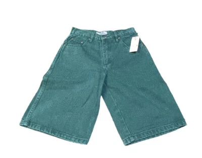 Vintage NOS Guess Jean Rain Forest Green Denim Shorts Size 16 Waist 28 NEW - Image 1 of 4