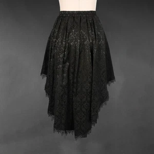 Steampunk Dark Skirt Goth Lace Skirt with Elastic Waist and Train Street Party - Picture 1 of 8