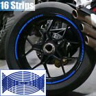 16x Blue 17'' 18'' Strips Motorcycle Car Wheel Tire Stickers Reflective Rim Tape