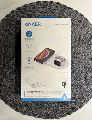 Alfombrilla de carga inalámbrica Anker PowerWave + OEM para iPhone + Apple Watch - blanca Foto 1 de 4
