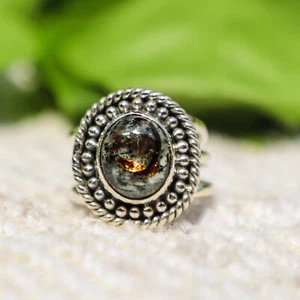 ANILLO JOYERÍA HECHO A MANO PLATA ESTERLINA 925 PIEDRAS PRECIOSAS NATURALES ASTROFILITA 3 A 12 - Imagen 1 de 6
