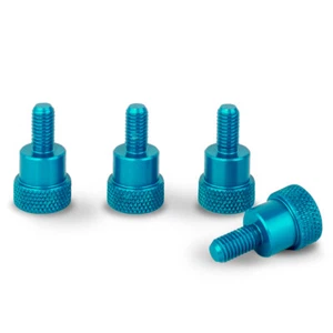 PrecisionGeek - M4 x 10mm L-20mm BLUE Knurled Shoulder Thumb Screws (Set of 4) - Picture 1 of 2
