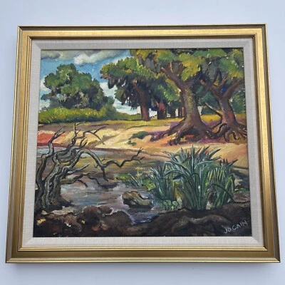 Jo Cain PINTURA ANTIGA PAISAGEM WPA Regionalismo Listado Famoso Óleo Raro 1940 - Imagem 1 de 4