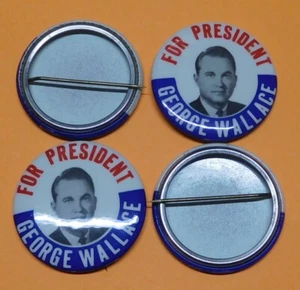 12 - George Wallace For President 1968 bottoni/spille campagna (1-3/4") vintage - Foto 1 di 1