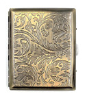 Metal Cigarette Case Double Sided King & 100s Bronze color Leafy Pattern Large