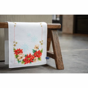 Vervaco Counted Cross Stitch Kit: Table Runner: Christmas Flowers - Picture 1 of 1