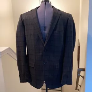 NWOT Daniel Hechter Plaid Wool Blazer Size 42L Grey - Picture 1 of 6