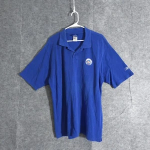 Reebok New York Mets Vintage Polo Shirt Large Blue Baseball Solid Logo MLB Sport - Picture 1 of 17