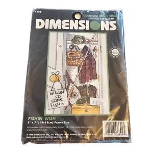  "FISHIN' WISH" - Counted Cross Stitch  Kit by Dimensions - Vintage Unopened - Picture 1 of 2