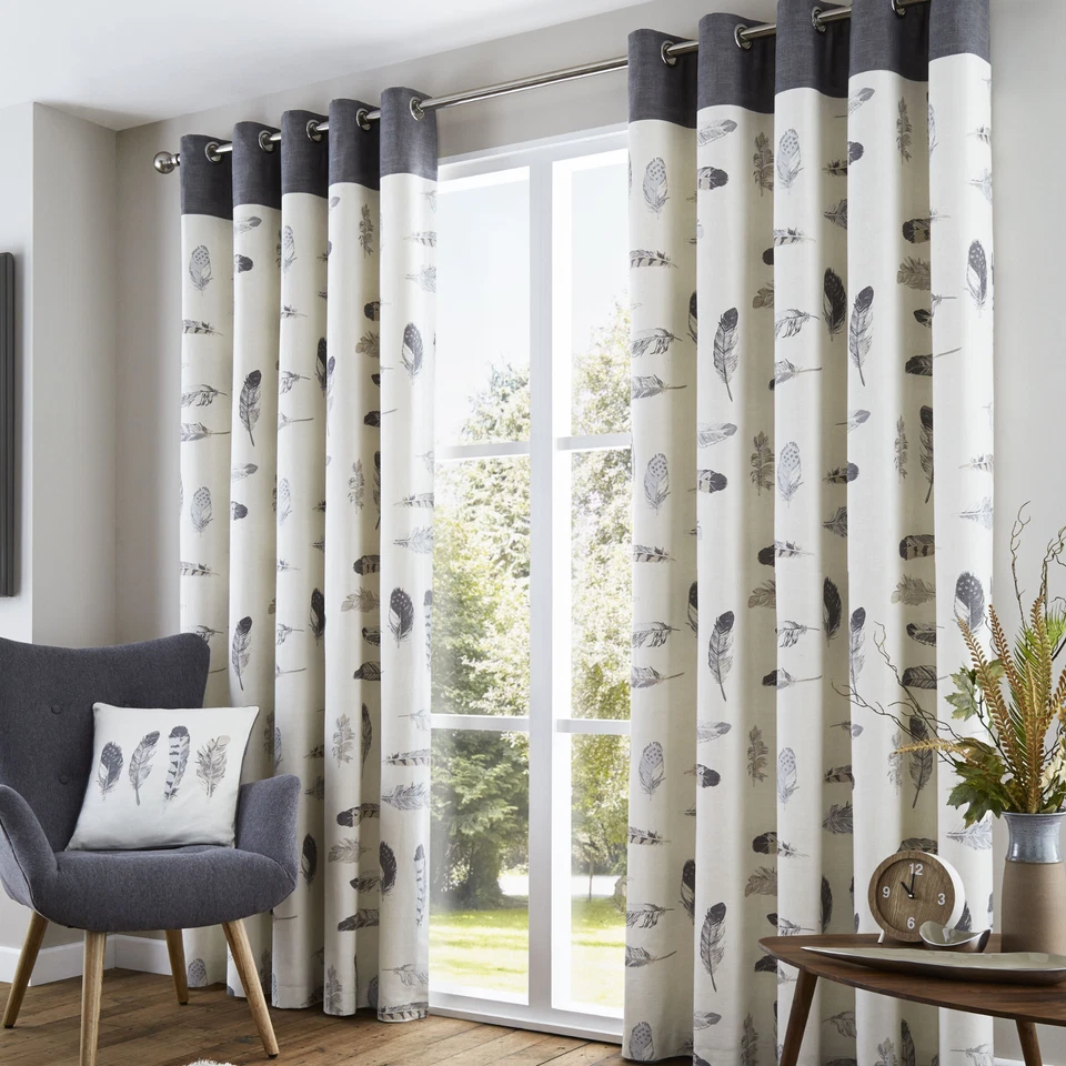 Eyelet Curtains Idaho Charcoal & Natural - Image 1 of 1