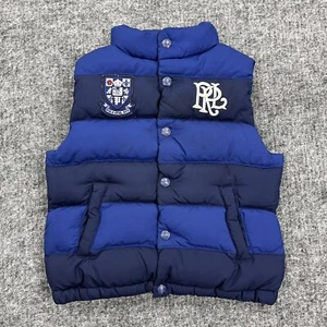 Polo Ralph Lauren Vest Boys 5 Toddler Kids Blue Striped Crest Down Puffer Snow - Picture 1 of 10