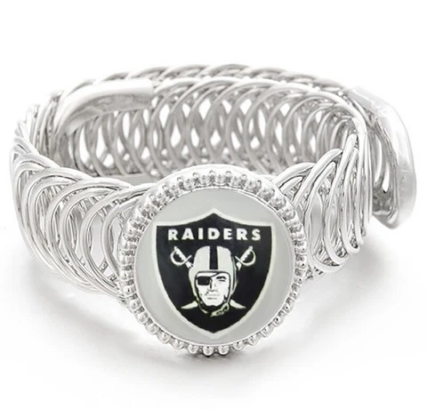 Las Vegas Raiders Silver Mens Womens Wrap Bracelet Jewelry w Gift Pkg D11 Cover