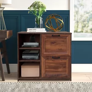 Graham 80cm Wide 2 Drawer Modern Lateral Filing Cabinet Walnut - Picture 1 of 10