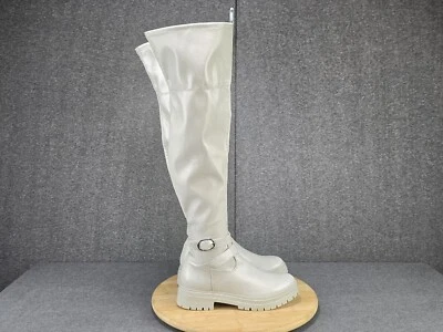 JustFab Pippa Buckle Over the Knee Boots Women's Size 9 Faux Leather Gray - Image 1 of 4