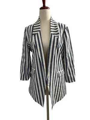 Chaqueta Blazer Mujer 7th Avenue New York & Co. XS Azul Blanco Rayas Forrada Foto 1 de 4