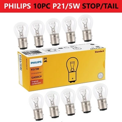 Genuine PHILIPS Stop/Tail Globe Bayonet P21/5W 12V 10 Pack 12499CP BAY15d ADR - image 1 of 3