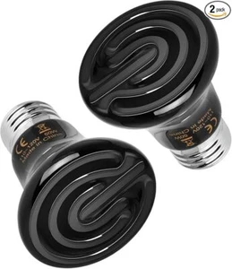 2 Pack Ceramic Heat Emitter Non-Light Emitting Brooder Coop Heater 50W Black - Picture 1 of 7
