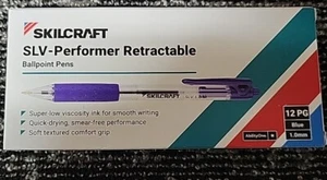 12 Pack Skilcraft SLV-Performer Retractable Ballpoint Pens Black Ink 1mm NEW - Picture 1 of 3