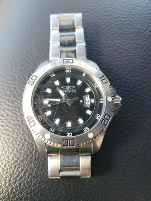 Reloj pulsera Invicta para hombre esfera negra tono plata acero inoxidable 100M 19263 Foto 1 de 4