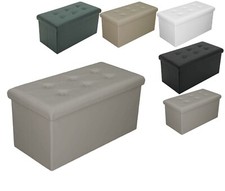 PUFF POUF CONTENITORE ECOPELLE PANCA BAULE IMBOTTITO BOTTONI TRAPUNTATO