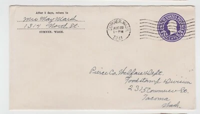 TurtlesTradingPost- Washington - Sumner, WA 1941 Cancel on Cover - Image 1 of 2