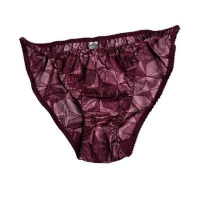 Vintage Printed Burgundy Satin Lingerie Bottoms Womens Size 7 - Image 1 of 4