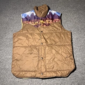 Vintage Sears Western Wear Vest Mens Medium Outdoor Horse Brown Snap Button USA - Picture 1 of 11
