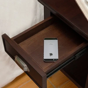Leick Home Laurent One Drawer Swing Arm Lamp Side Table Brown Modern & Contempor - Picture 1 of 5