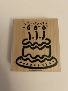 Stampin Up! 1995 Birthday Cake Wood Mounted Rubber Stamp EUC RS78 - Picture 1 of 3