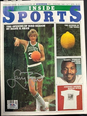 Larry Bird Autographed Oct, 1979 Premier Issue of Inside Sports Magazine PSA - Image 1 of 3