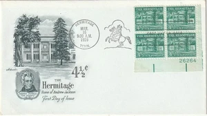 U. S. FDC Scott #1037 Plate Block of 4 -- Artmaster Cachet -- 4 1/2c Hermitage - Picture 1 of 2