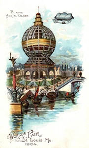 Feria Mundial St Louis Mo. Postal vintage de globo aéreo en blanco de 1904 - Imagen 1 de 2