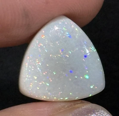 7.8ct 16x15.5x5.7mm Fine Australian White Stardust Pin Fire Opal Cabochon Gem - Image 1 of 4