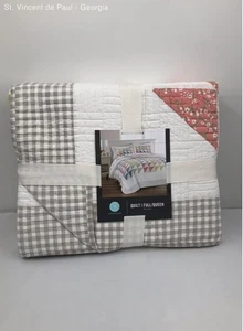 Martha Stewart Collection Full/Queen Cotton Gingham Checker Patchwork Quilt New - Picture 1 of 7