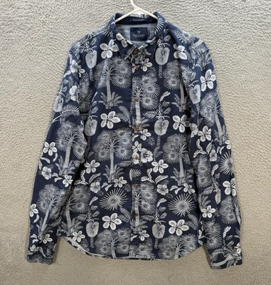 Scotch & Soda Shirt Adult XL Blue Floral Long Sleeve Button Up Aloha Casual - Image 1 of 4