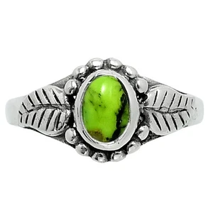 Natural Green Matrix Turquoise 925 Sterling Silver Ring s.6 Jewelry R-1404 - Picture 1 of 5
