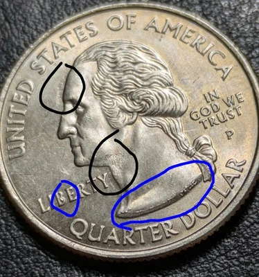 2007-P 25c Utah State Quarter Bu Mint Error Die Crack & Chip Error Uncirculated+ - Image 1 of 4