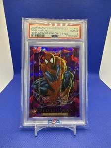Spider-Man 2024 Marvel Masterpieces ‘92 Platinum Purple Crystals PSA 8 #87 - Picture 1 of 2
