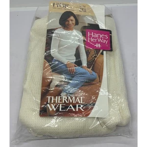 Camicia termica vintage NOS Hanes Her Way donna 2XL maglia waffle LS  - Foto 1 di 3