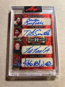 2025 Leaf Sports Heroes Auto Red Flood 1/1 Beefcake Tito Santana Tatanka Koko - Picture 1 of 2